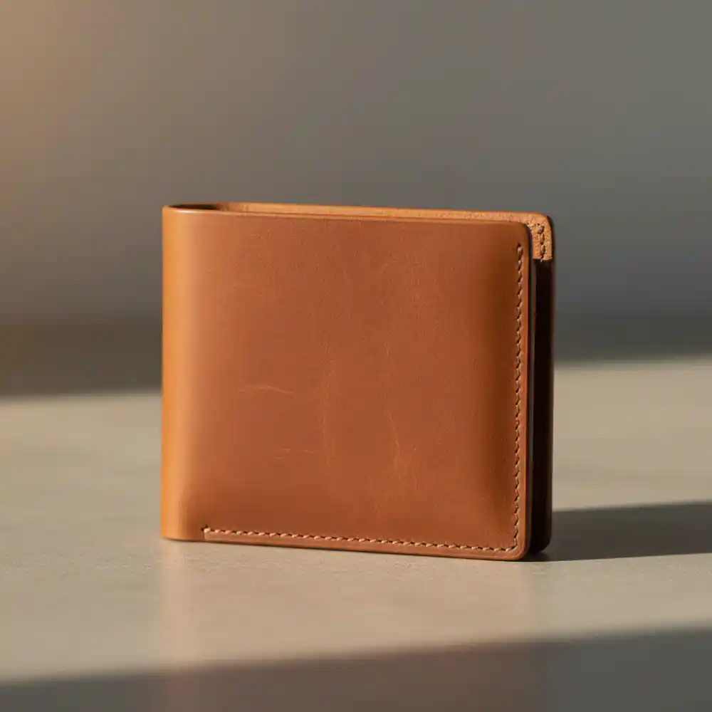 Billetera magnética de cuero marrón